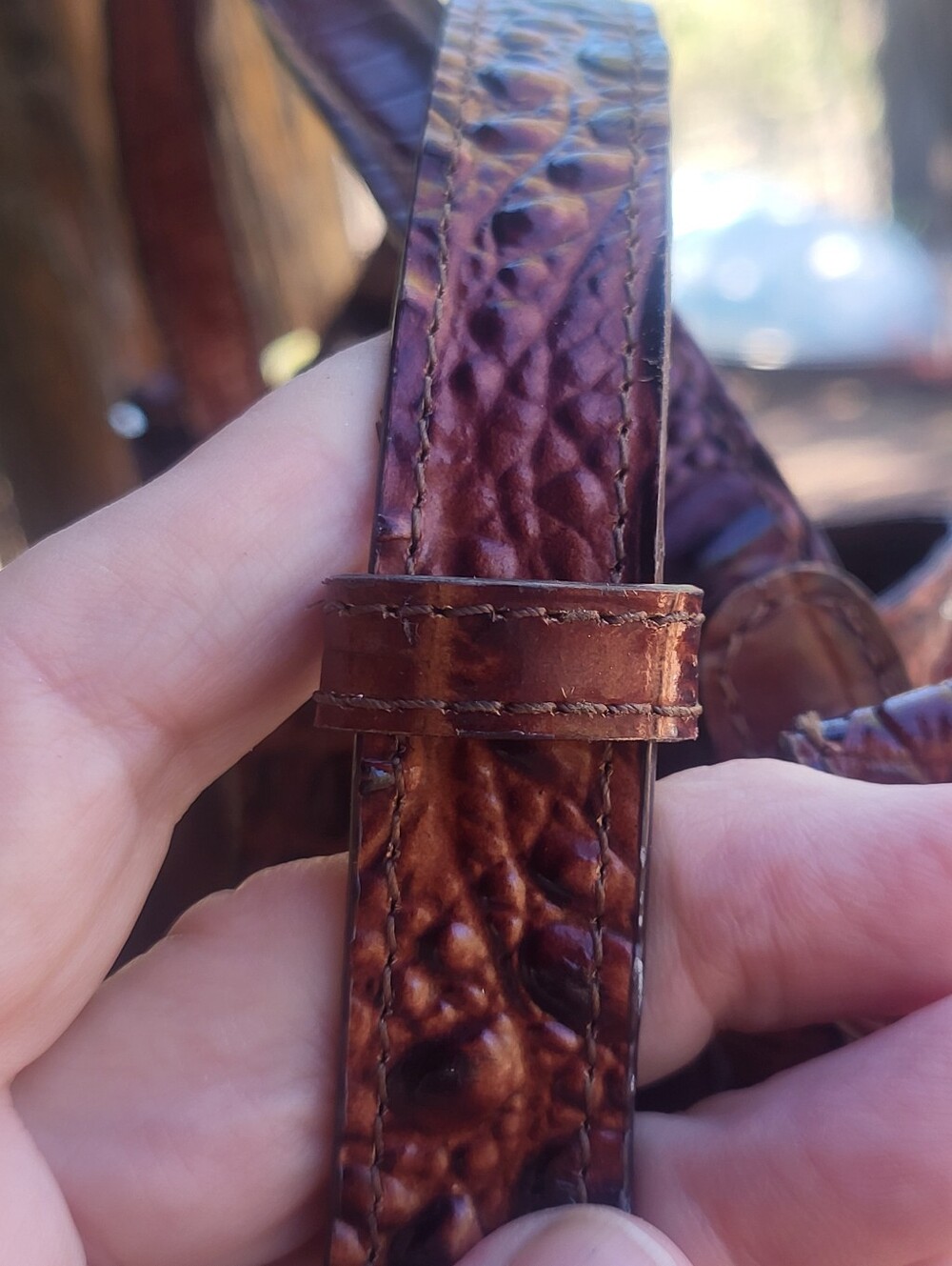 Brahmin Marlowe Melbourne Chestnut Croc-Embossed Drawstring Bucket Bag - Picture 8 of 16